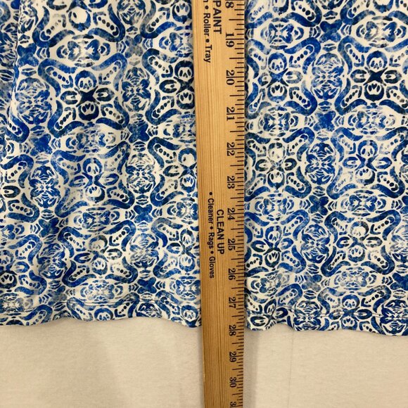 Lands' End size 3X Blue Geometric Pattern Stretch Sun Protection Long Sleeve Top - Picture 5 of 9